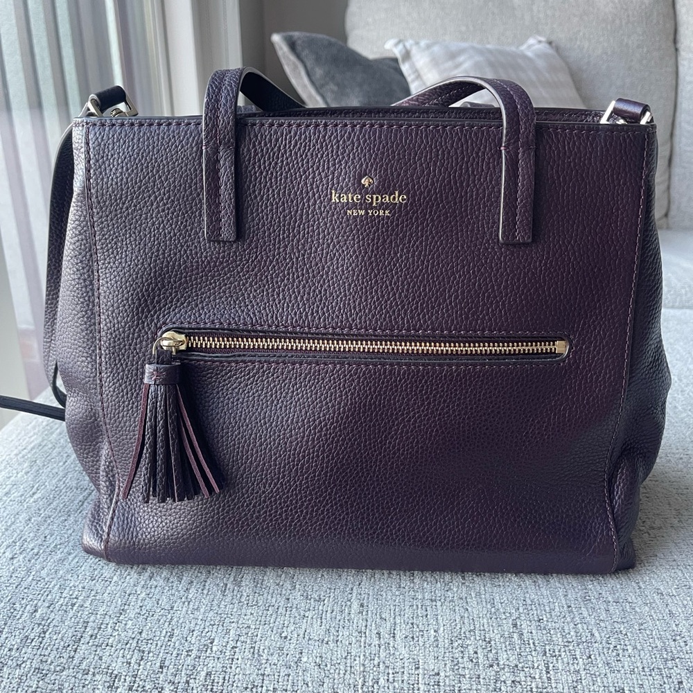Kate Spade Purple Leather Tote Bag